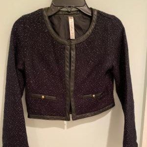 Cherokee Children's Black Faux Leather and Knit Jacket - Size Medium 7/9